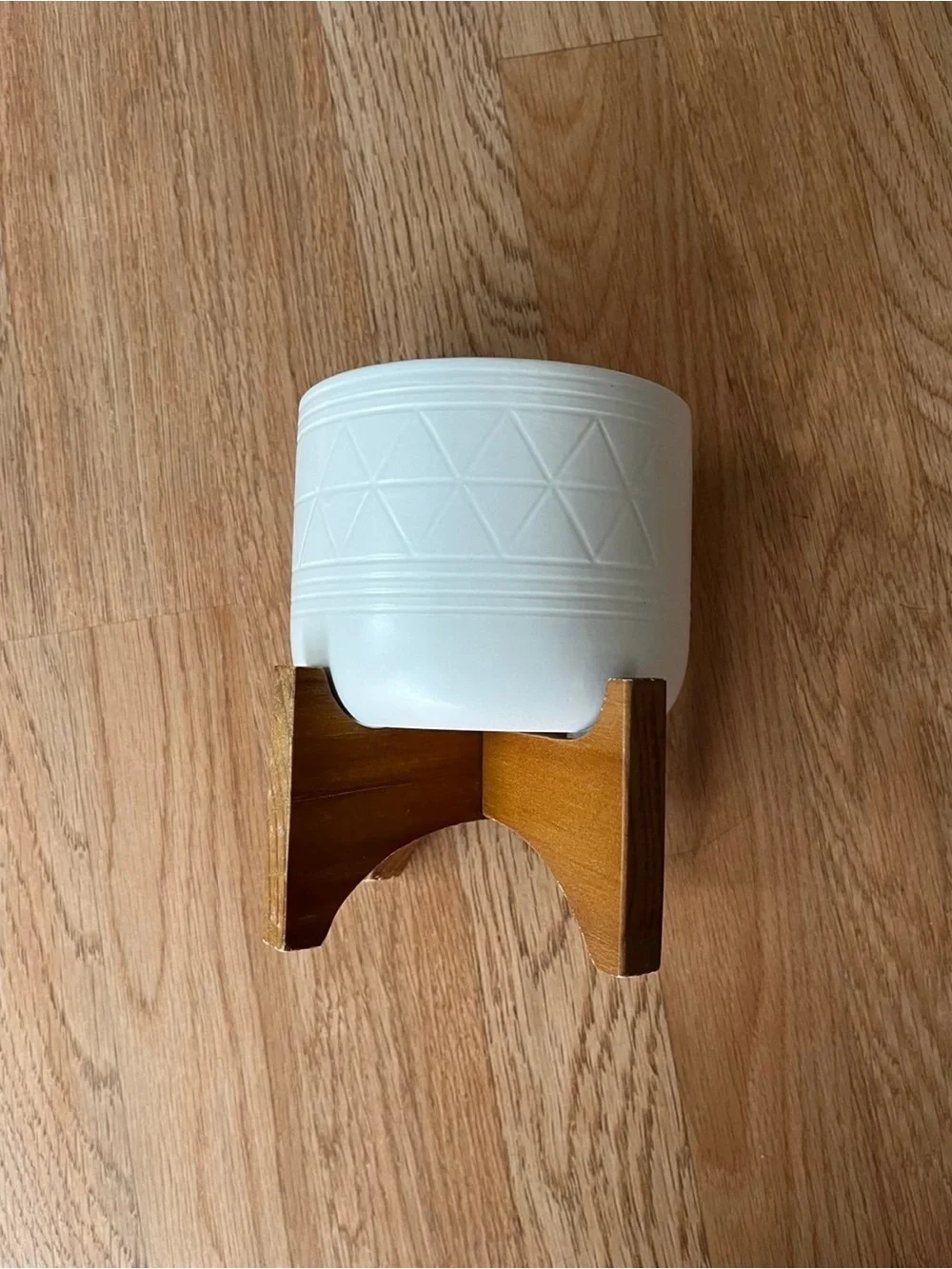 Planter Ceramic Pot with Wood Stand